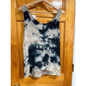 Enza Costa Tie Dye Tank Top M Sample Raw Hem Asymmetrical Hand Dyed Boho